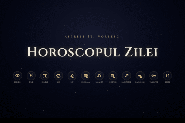 Horoscopul zilei cu simbolurile zodiacale pe fundal stelar