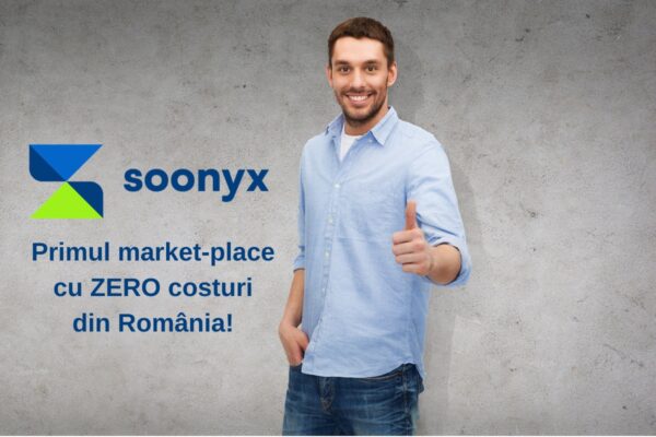 Bărbat zâmbind promovând marketplace Soonyx fără costuri