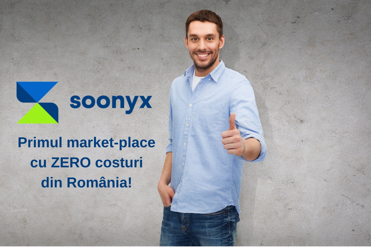 Bărbat zâmbind promovând marketplace Soonyx fără costuri